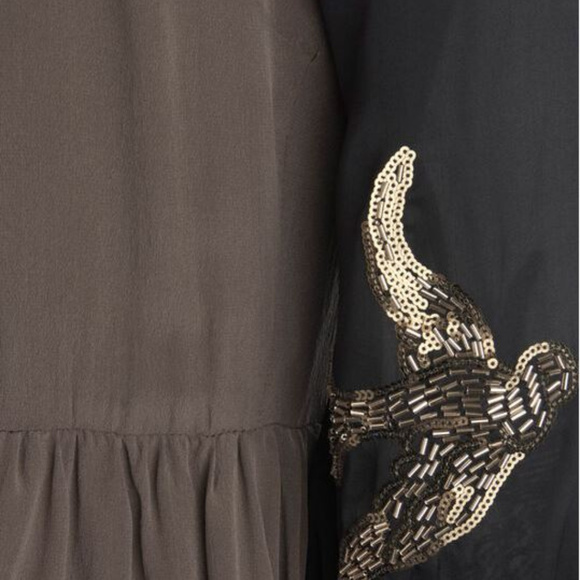 Modcloth "Birds and the Beads Dress" - Silk, XS, Beaded, Sleeves - Picture 4 of 5